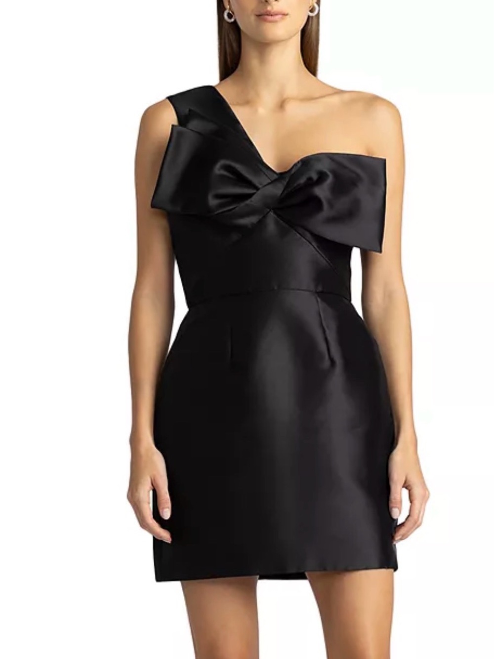 Zac Posen Taffeta Twisted Bow One-Shoulder Cocktail Dress